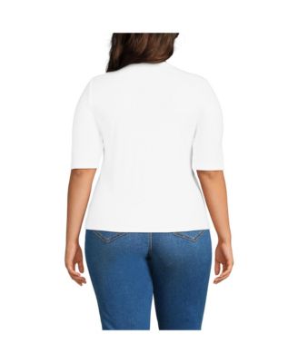 Plus Size Drapey Rib Fitted Elbow Sleeve Scoop Neck Tee