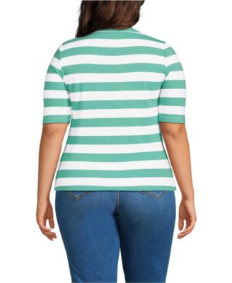 Plus Size Drapey Rib Fitted Elbow Sleeve Scoop Neck Tee