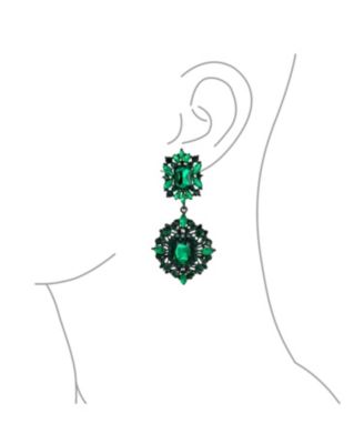 Big Crystal Art Deco Statement Chandelier Dangle Earrings Yellow Gold & Black Plated Metal