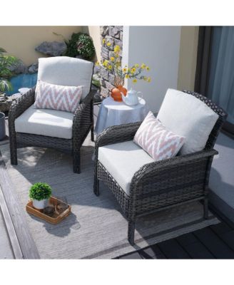 2 Pieces Patio Fruniture Set,Outdoor Wicker Chairs,Artificially Woven Rattan Chairs with Armrest Support with Thickened Comfortable Cushion