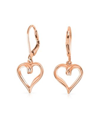 Delicate Open Heart Shaped Dangle Earrings Plated Sterling