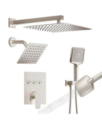 3-Function Dual Shower Head Pressure-balanced Shower System with 4 Sprays Handheld