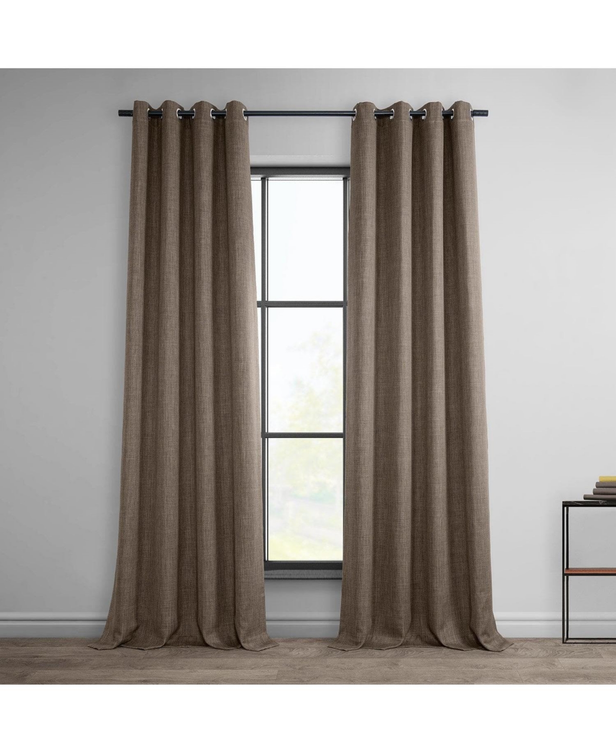 HALF PRICE DRAPES DUTCH COCOA GROMMET TEXTURED FAUX LINEN ROOM DARKENING CURTAIN 