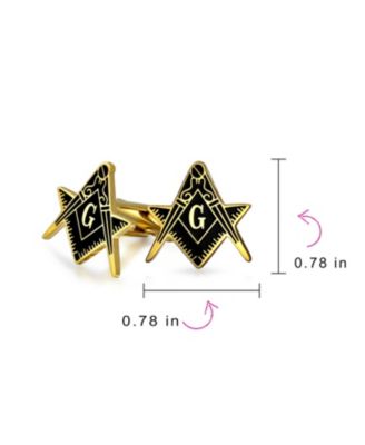 Shield Round Freemasons Compass Symbol Shirt Cufflink Blue Black Enamel