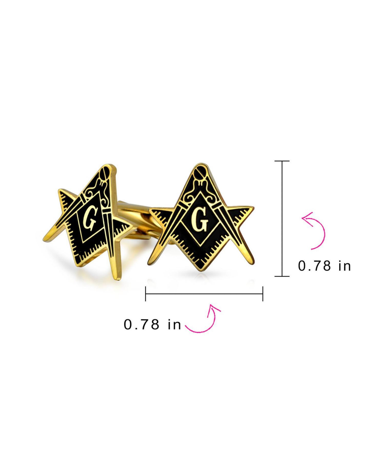 Мужские запонки Bling Jewelry Freemasons Compass Shield Masonic Cufflinks Gold Plated Stainless Steel, цвет: Золотой — фото 4