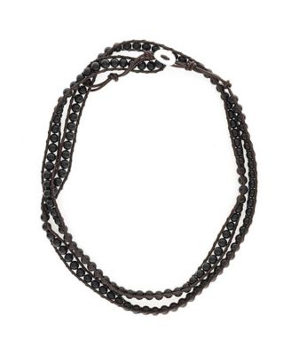 Wrap Bracelet Two Tone Multi Strand with Tiger Eye & Black Onyx Beads