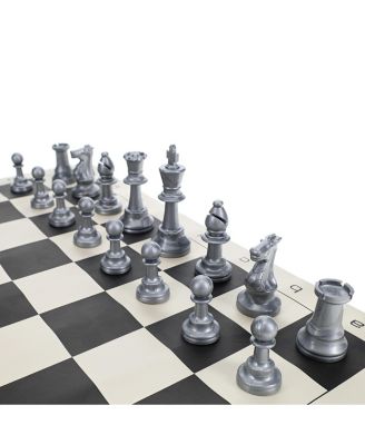 Color Bright Plastic Staunton Tournament Chess Pieces with 3.75 in. King - Half Chess Set of Chess Pieces Only, Silver