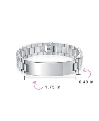 Silver Tone Stainless Steel ID Bracelet with Name Plate - 8 8.5 Inch