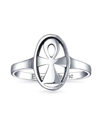 Eternal Key Of Life Ankh Cross Silver Ring Sterling Signet