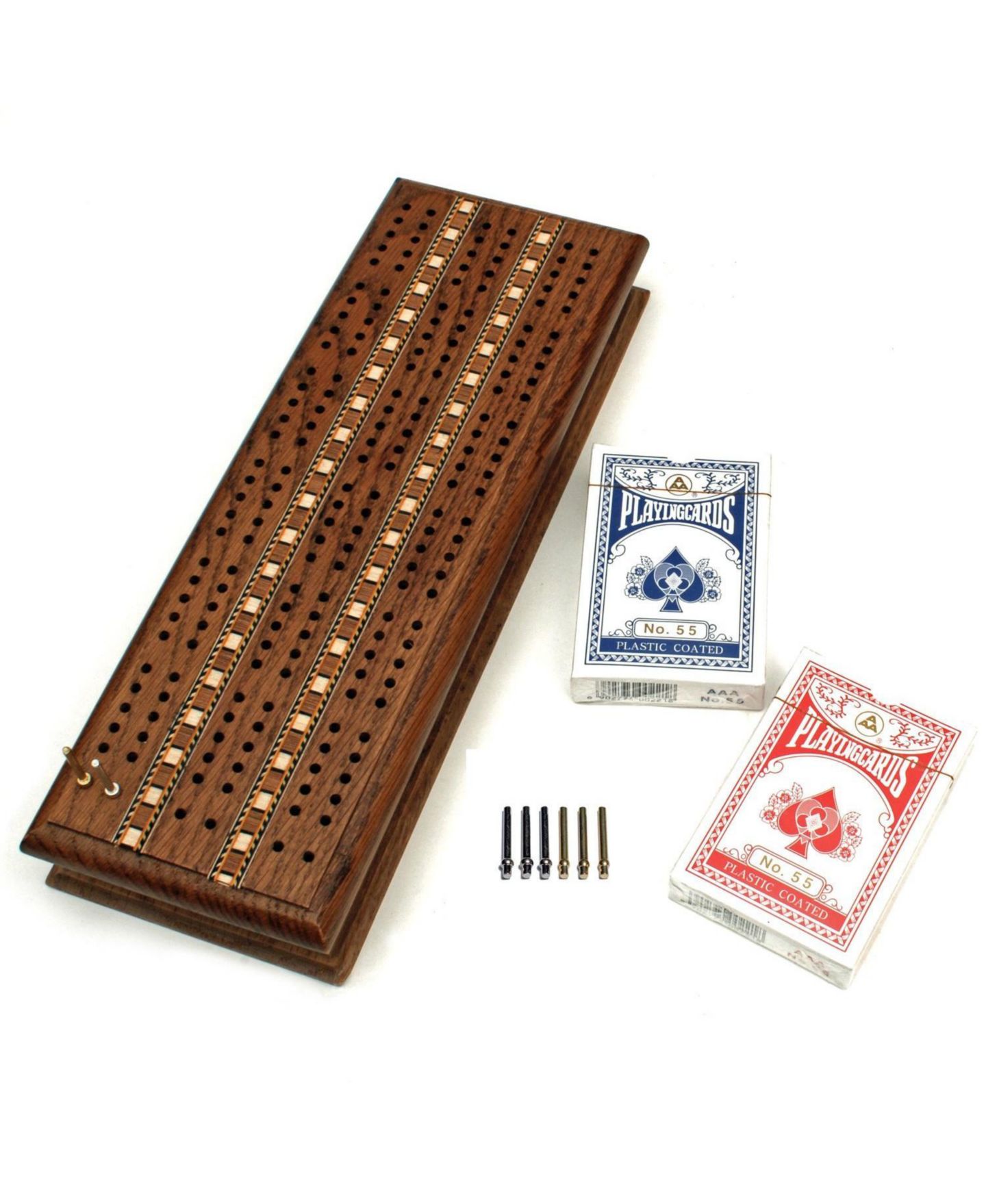 Детская настольная игра WE Games 3-Track Sprint Cabinet Cribbage Board Game, Ages 12+, цвет: Коричневый — фото 1
