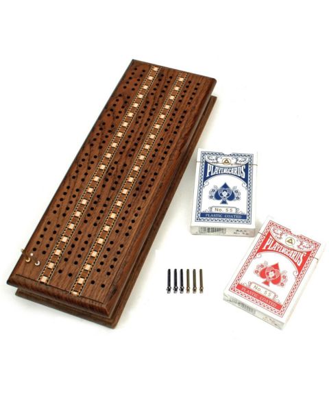 Детская настольная игра WE Games 3-Track Sprint Cabinet Cribbage Board Game, Ages 12+, цвет: Коричневый