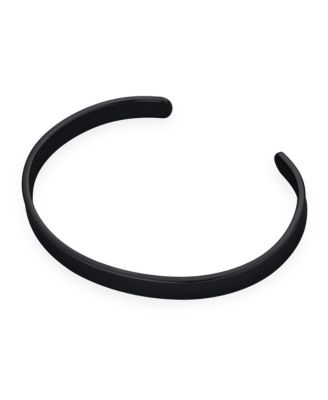 Black Plated Stainless Steel Cuff Bracelet Slender Stackable Bangle