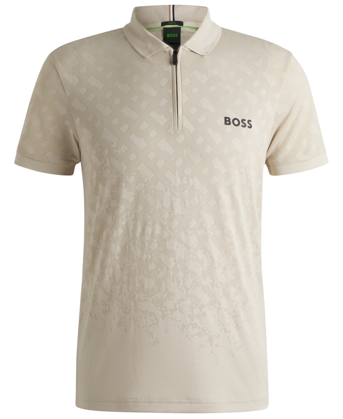 Hugo Boss Boss By  Men's Monogram Jacquard Quick-dry Polo Shirt In Neutral