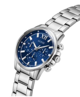 Men's Multifunction Silver Tone Stainless Steel Watch, 44mm