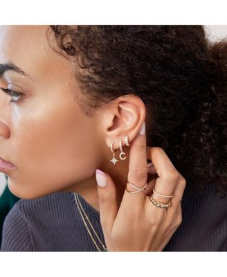 Crescent Moon Huggie Hoops - Celeste