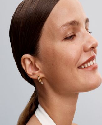 14K Gold Plated Dangling Heart Hoop Earrings