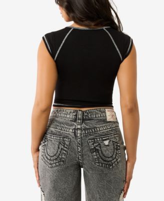Women's Logo Rib Notched Baby T-Shirt