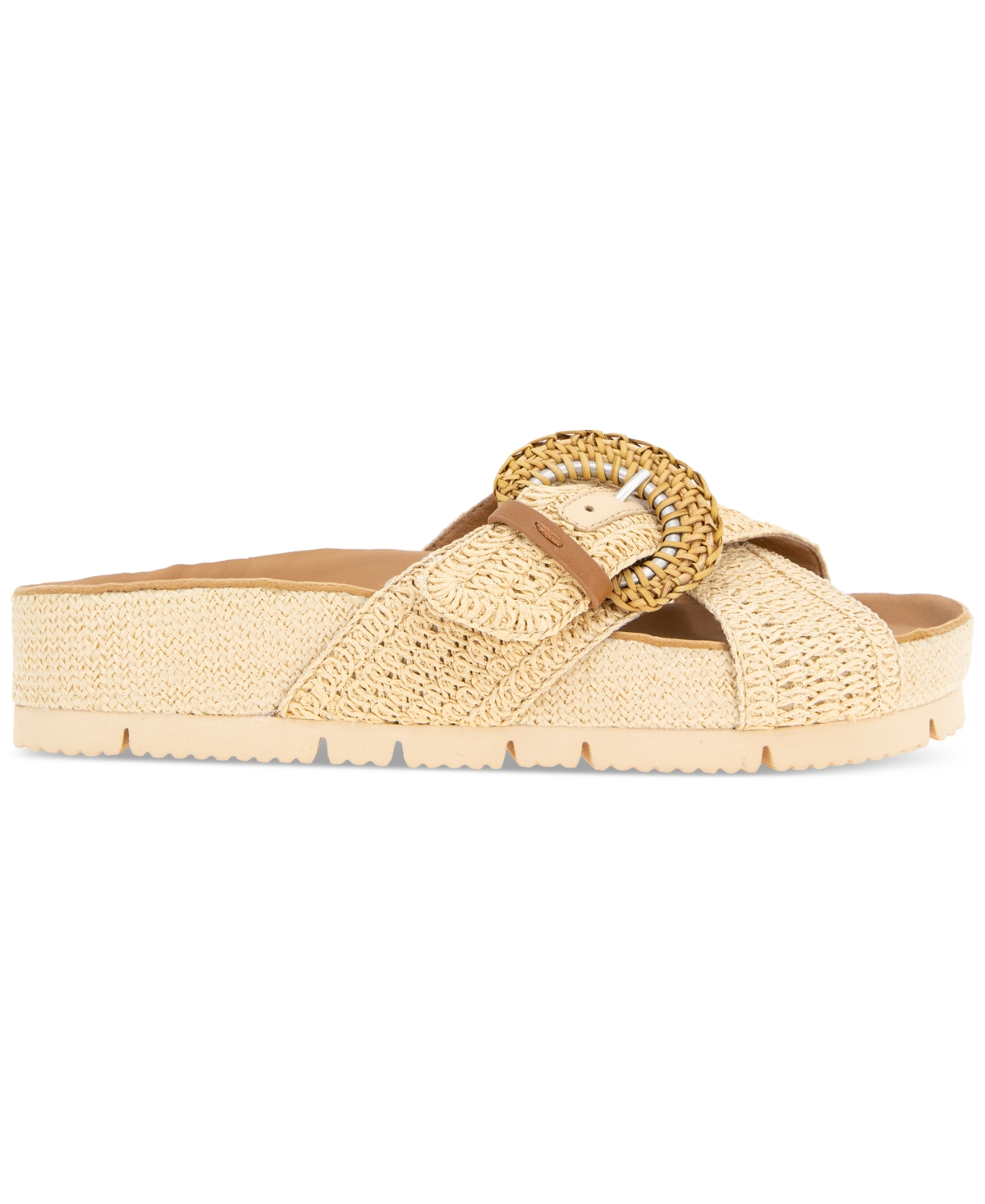Shop Gentle Souls Women's Louisa Buckled Slide Sandals In Natural Raffia