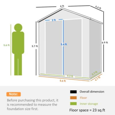 Outdoor Storage Shed 6&#39; x 4.5&#39; w/ Lockable Doors &amp; Window,