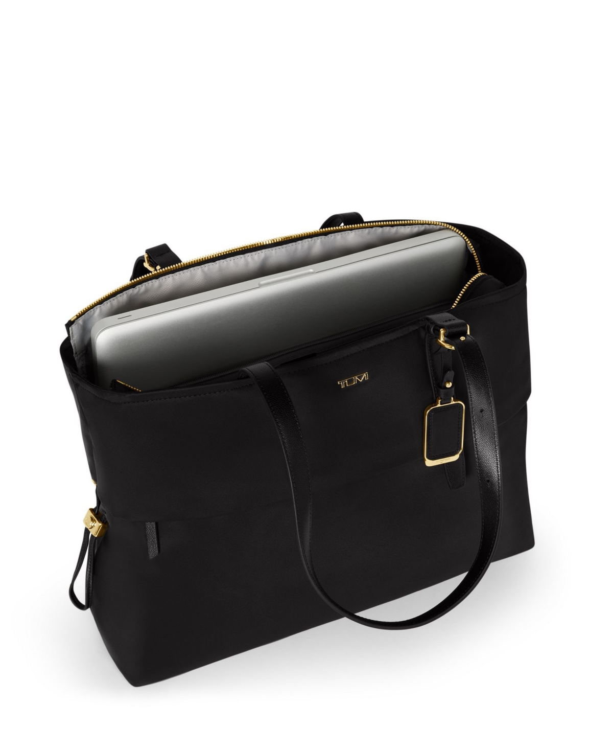 Tumi Voyageur Cam Large Tote In Black,gold