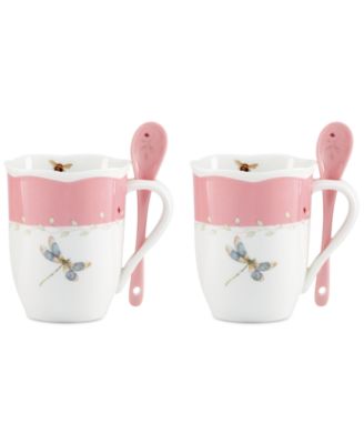 Lenox - Butterfly Meadow Mugs with Spoons, Set of 2