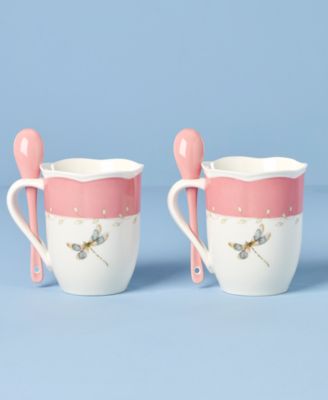 Butterfly Meadow Mugs with Spoons, Set of 2