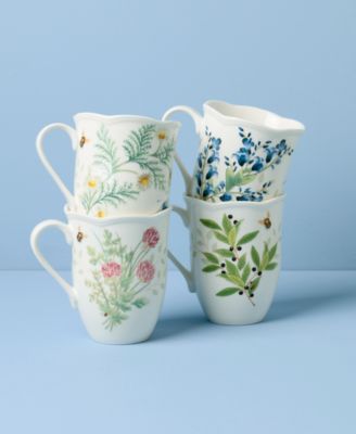Butterfly Meadow Herbs Mugs, Set of 4