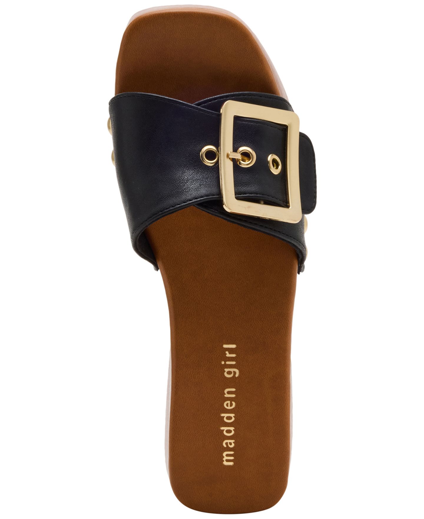 Женские сандалии Madden Girl Woodlandd Platform Block-Heel, цвет: Чёрный гладкий — фото 4
