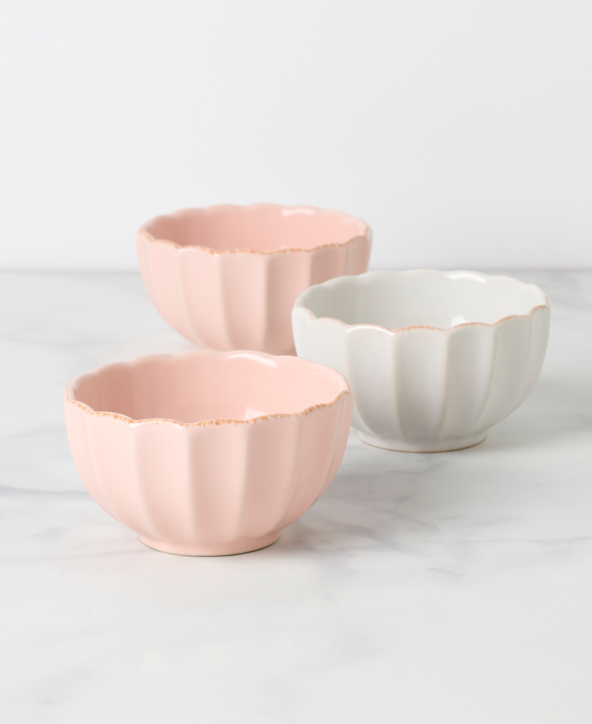 Lenox French Perle Scallop Mini Bowls, Set Of 3 In Multi
