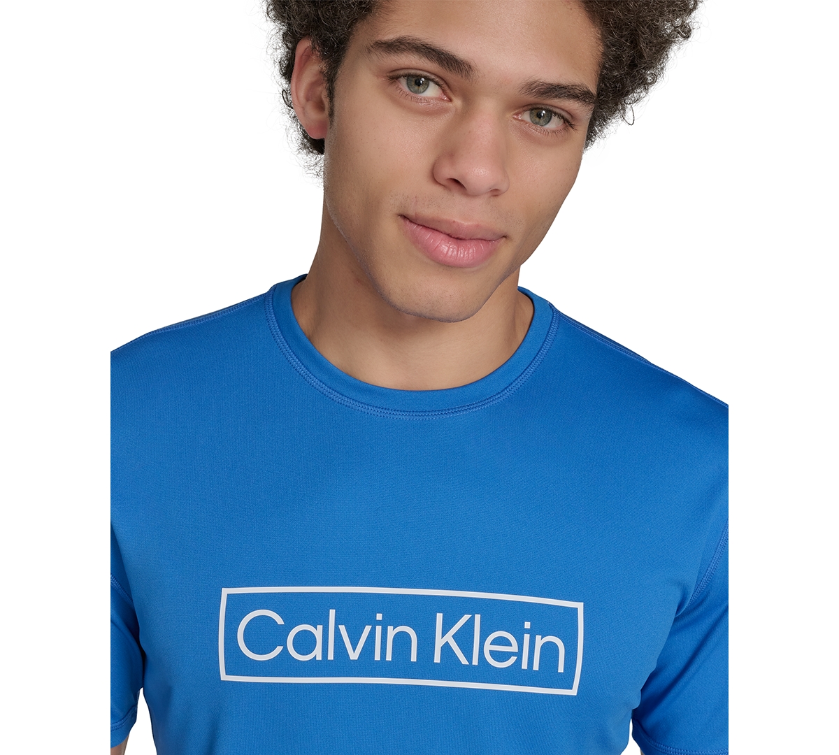 CALVIN KLEIN MEN'S LOGO SHORT-SLEEVE SWIM RASH GUARD 