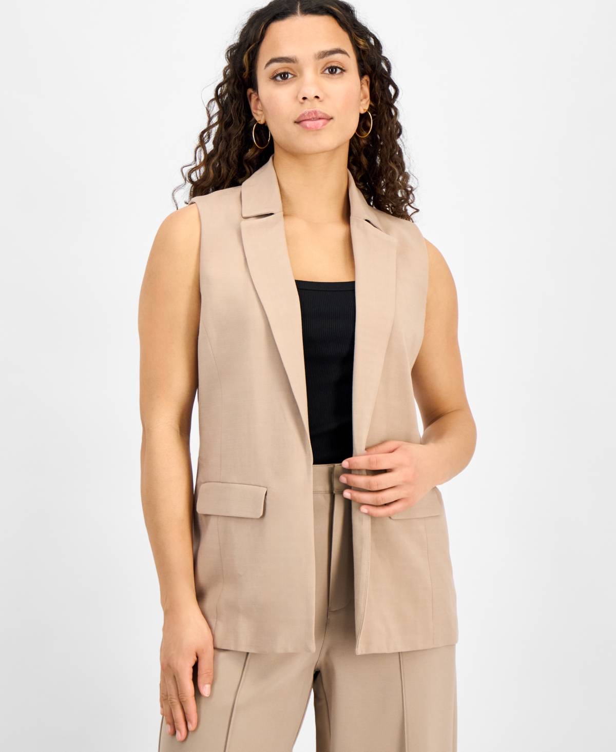 Bar Iii Petite Open-front Long Vest, Exclusively At Macy's