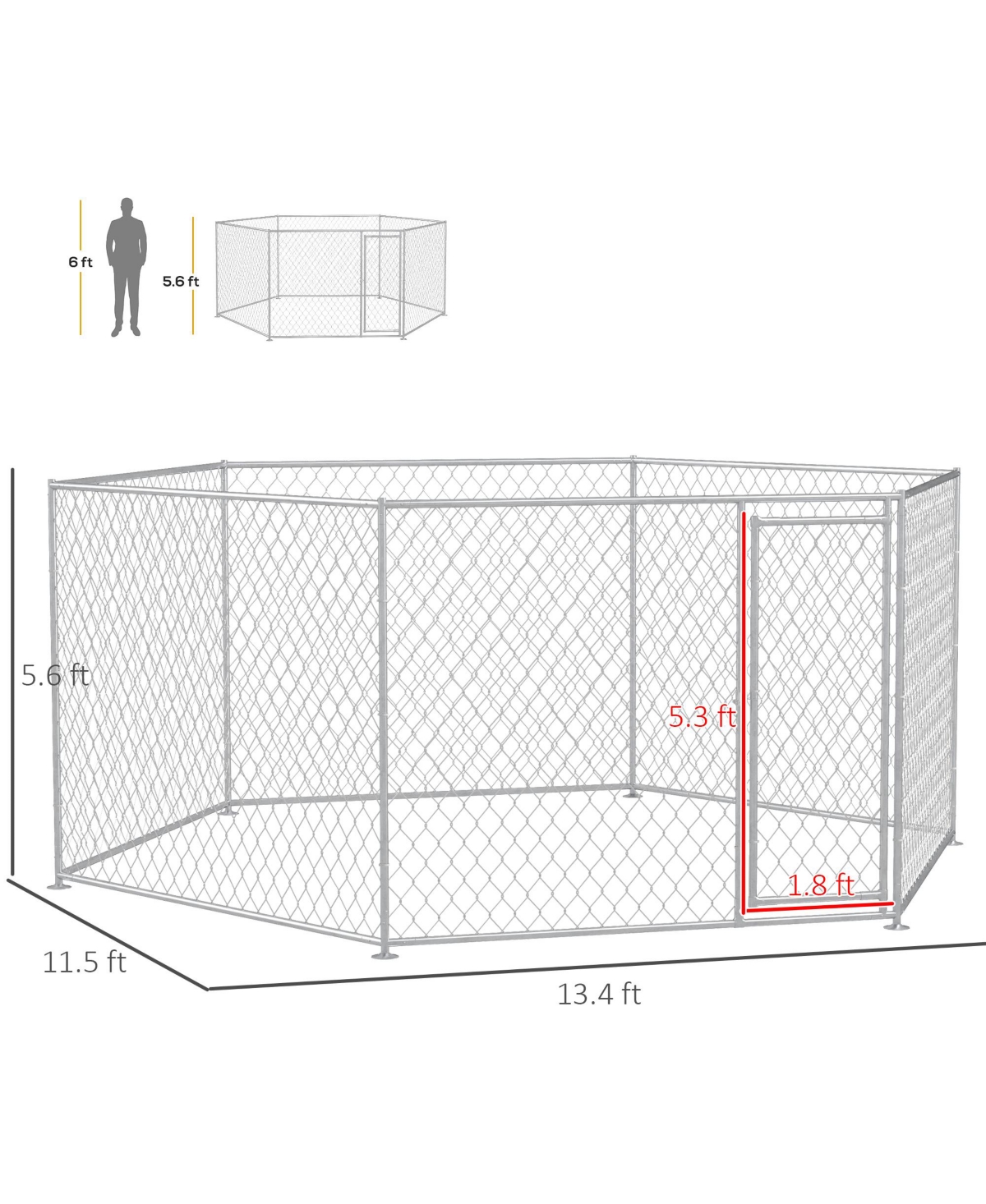 PawHut 13.4' x 11.5' x 5.6' Dog Kennel Outdoor W/ Lockable Door