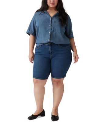 Plus Size Mid-Rise Shaping Bermuda Shorts