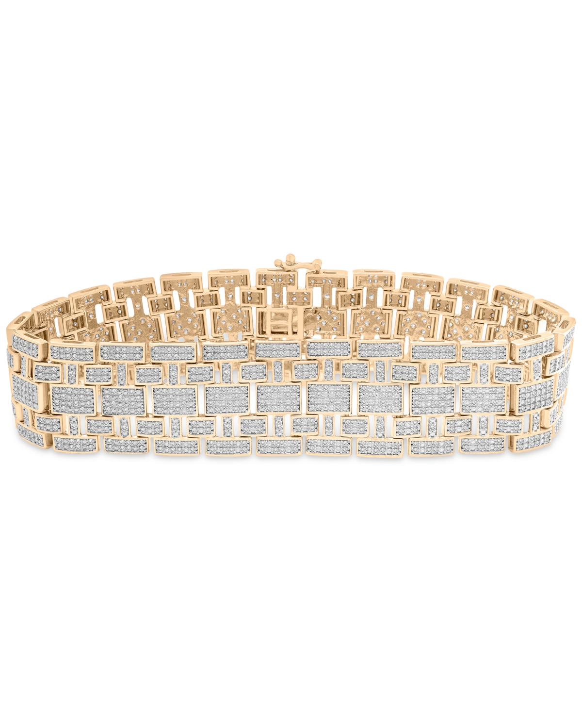 Men's Diamond Bracelet (4 ct. t.w) in 14k Gold-Plated Sterling Silver & Sterling Silver - Gold Over Silver