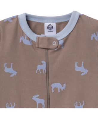 Baby Girls Snug Fit Footless Sleep & Play, 3-Pack, Moose & Trees