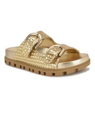 36サイズ　MEDI WESTERN BUCKLE SANDALS Nine West Women's Tindy Woven Buckle Straps Flat Sandals