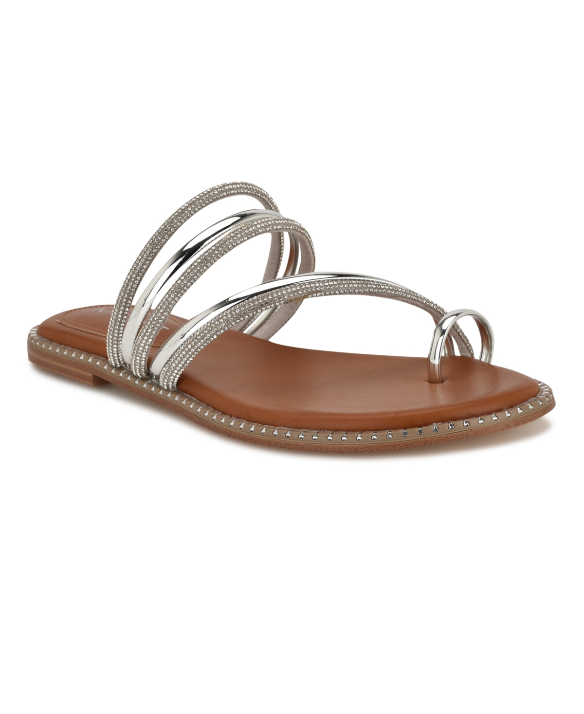 Nine West Dashin Sandal In Brown,silver