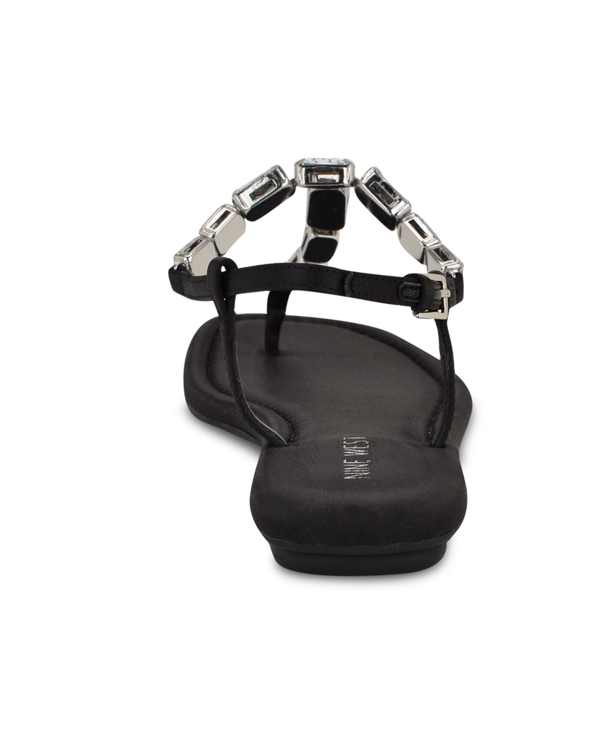 NINE WEST WOMEN'S DYNASTI EMBELLISHED T-STRAP FLAT SANDALS 
