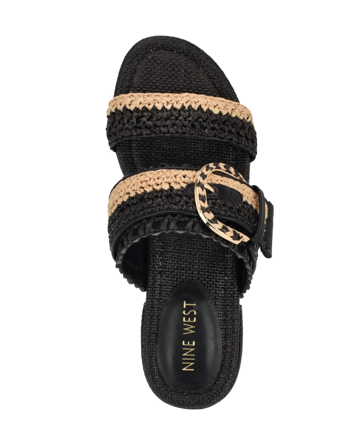 Nine West Sameey Two-strap Sandal In Black,natural