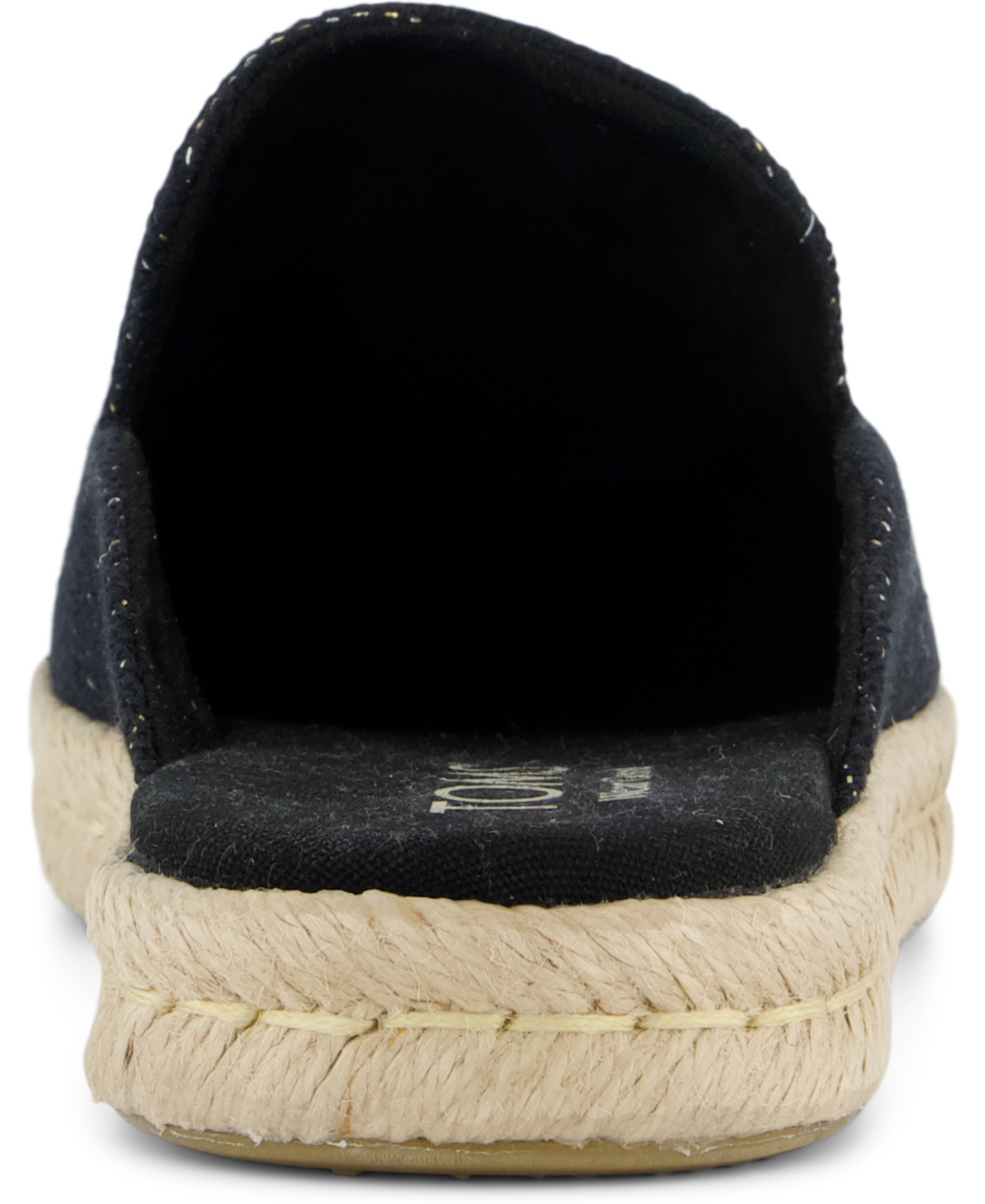 Shop Toms Women's Santiago Espadrille Round Toe Mules In Black Metallic Linen Stripe