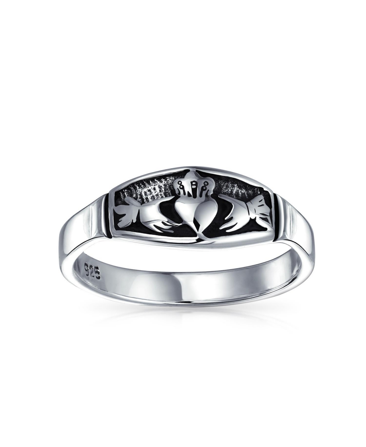 Bling Jewelry Bff Celtic Irish Claddagh Band Silver Ring Oxidized Sterling