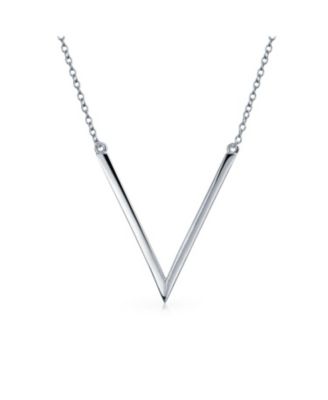 Minimalist Geometric Chevron V Pendant Necklace Plated