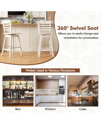 4 PCS 24.5" Counter Height Bar Chairs Swivel Bar Stools with Hollow Backrest