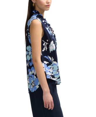 Women's Sleeveless Ruffle Neckline Top