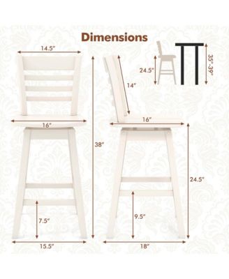 4 PCS 24.5" Counter Height Bar Chairs Swivel Bar Stools with Hollow Backrest