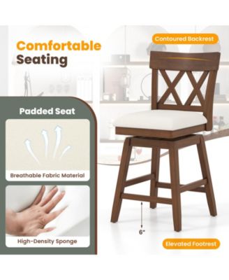 Bar Stool with Contoured Backrest and Swivel Padded Seat