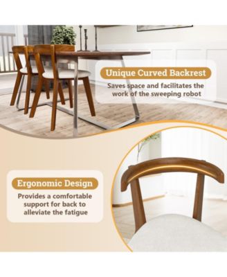 Wood Dining Chair Set of 2 with Padded Seat and Curved Back
