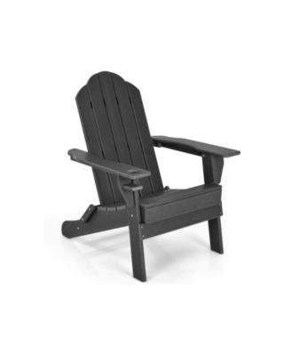 Foldable Weather Resistant Patio Chair with Built-in Cup Holder