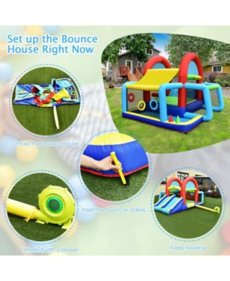Inflatable Jumping Castle Bounce House with Dual Slides and 480W Blower