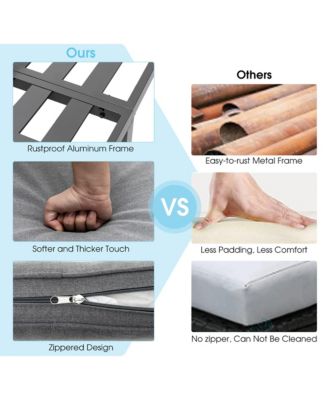 3PCS Patio Furniture Set Aluminum Lounge Adjust Back Recliner Sofa Table Cushion